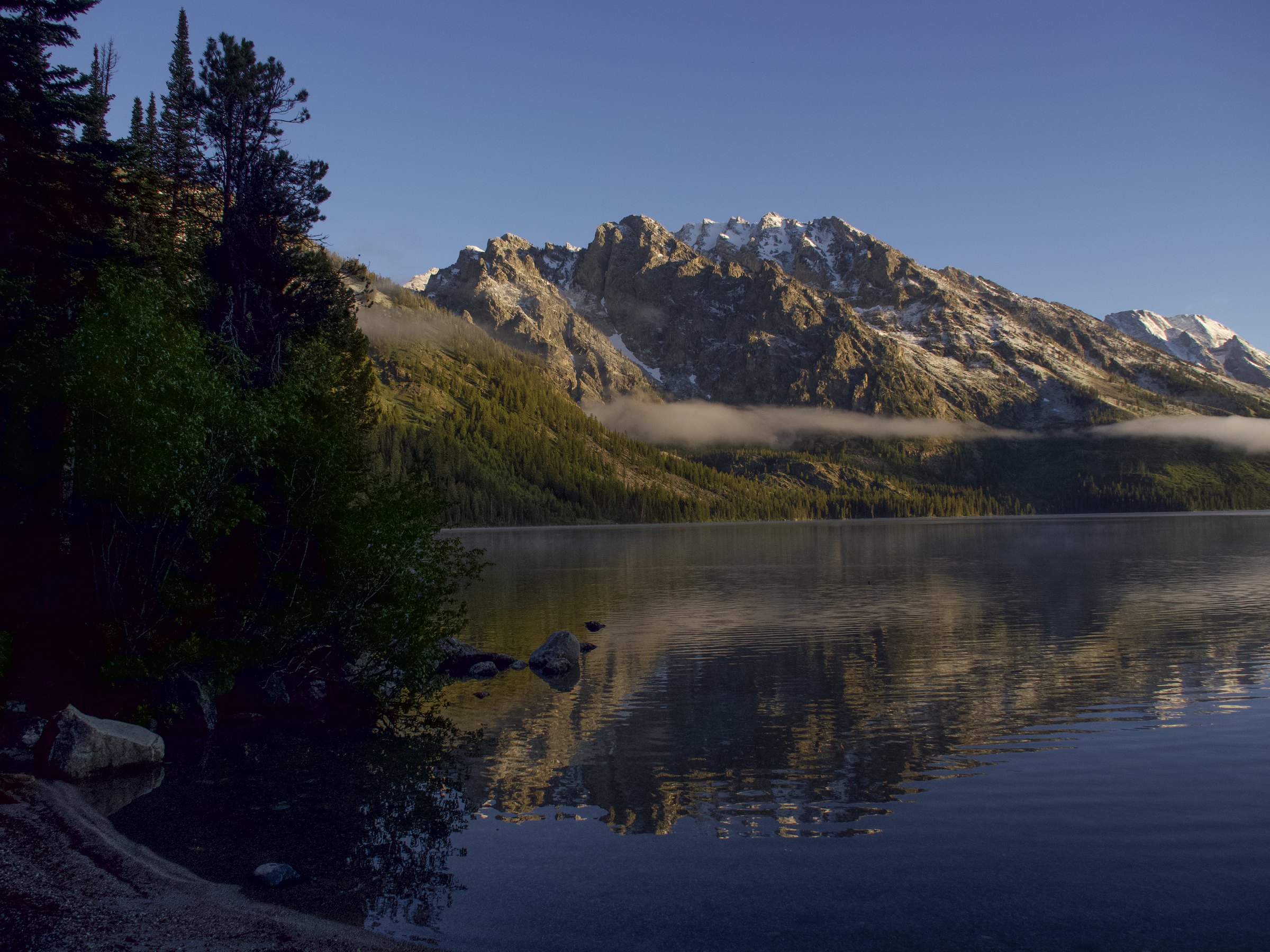 Mountain lake at sunrise